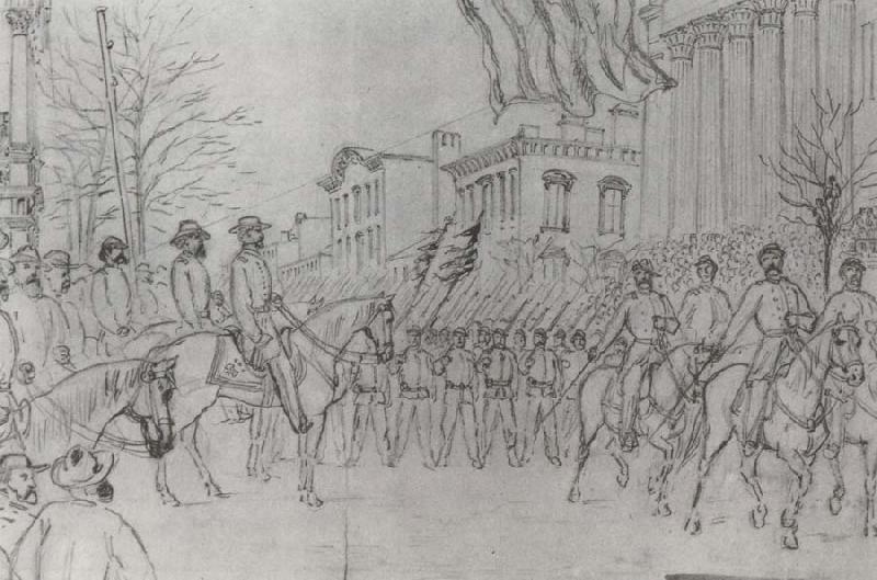 William Waud Sherman Reviewing His Army on Bay Street,Savannah,January oil painting image